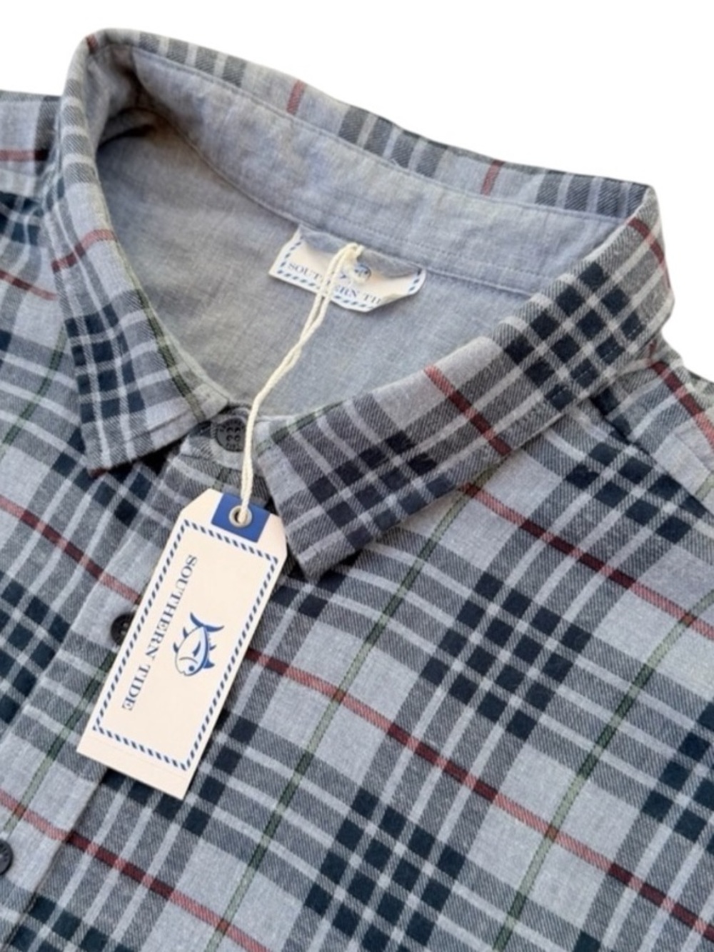 Southern Tide Peyton Heather Plaid Flannel Reversible Snap Button-Down Shirt NWT